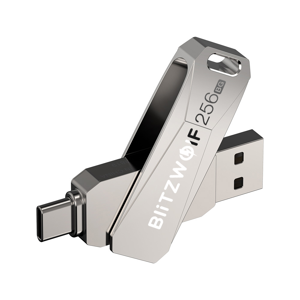 BlitzWolf BW-UPC2 256GB USB Disk 2 in 1 Type-C USB3.0 Flash Drive Ultra-fast Transmission 360° Rotation Zinc Alloy 256GB. 