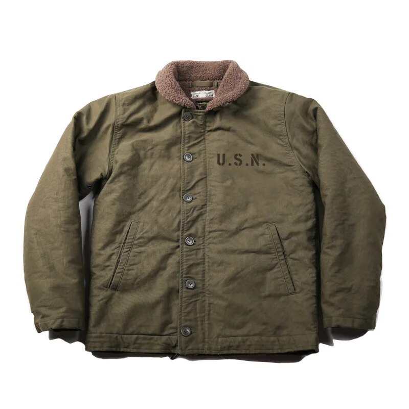 NON STOCK USN N-1 Deck Jacket Sherpa Lining Military Style Men Warm Coat 3 Colors. 