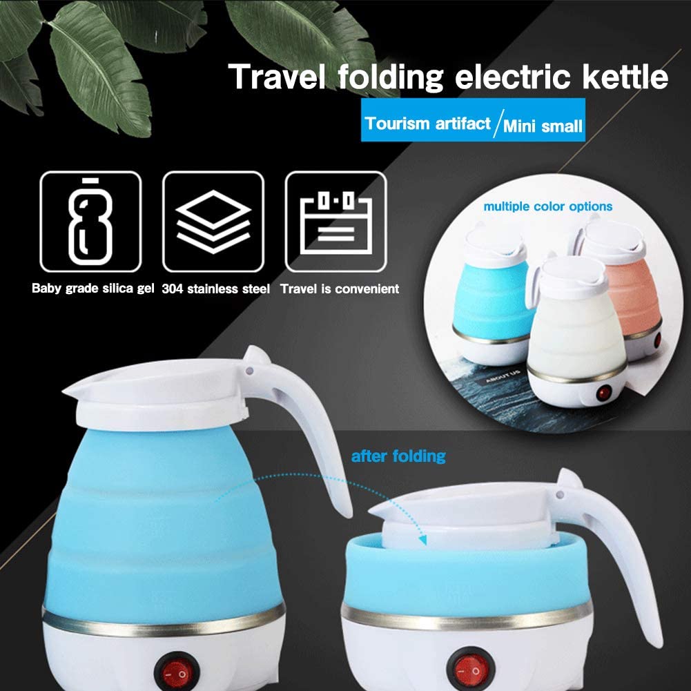 Foldable Portable Kettle | Travel Kettle - Upgraded Food Grade Silicone, 5 Mins Heater To Quickly Foldable Electric Kettle, White 700ML 110V US Plug