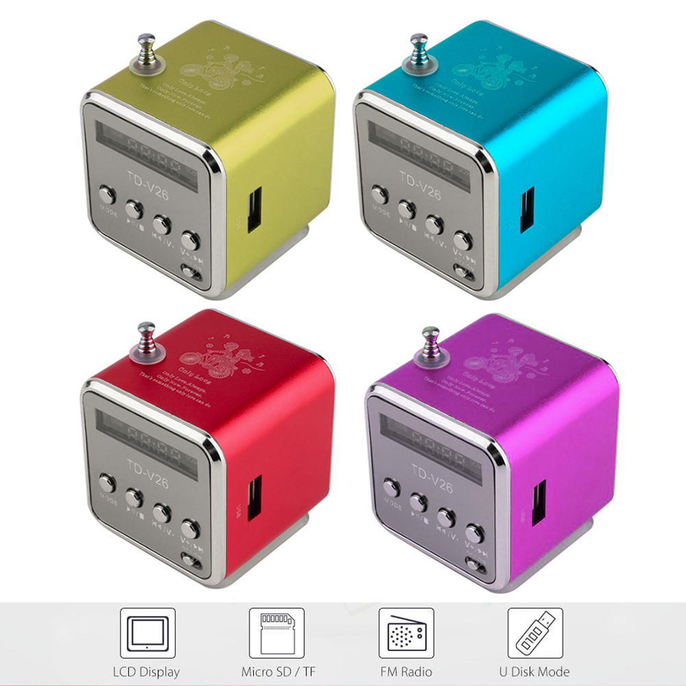 TD-V26 Portable Mini Speaker with LED Display Screen Bluetooth 5.0 FM Radio Receiver Function Laptop MP3 Player Soundbar TF Card