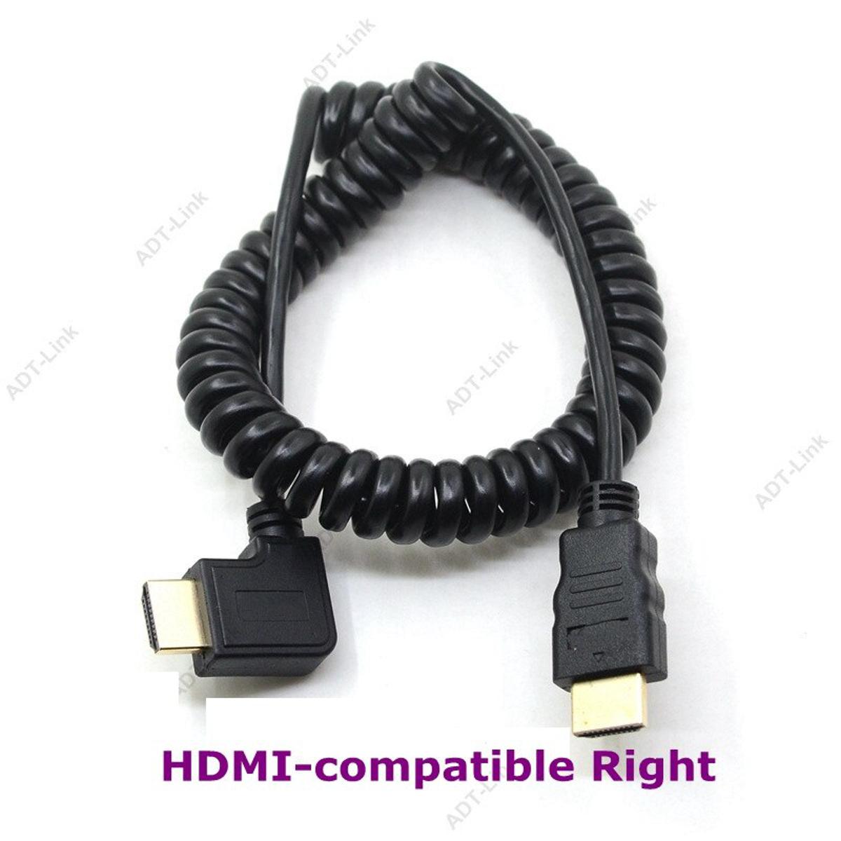 2m HDMI-compatible to Right Left Angle Mini HDMI HDMI Micro HDMI male to Male Stretch Spring Curl Flexible Cable V1.4 DSLR