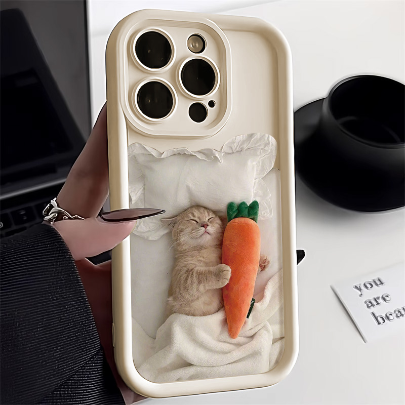 Candy Color Cute Cat Phone Case For iPhone 11 Case iPhone 15 13 14 12 Pro XS Max XR X 7 8 14 15 Plus SE Matte Shockproof Cover