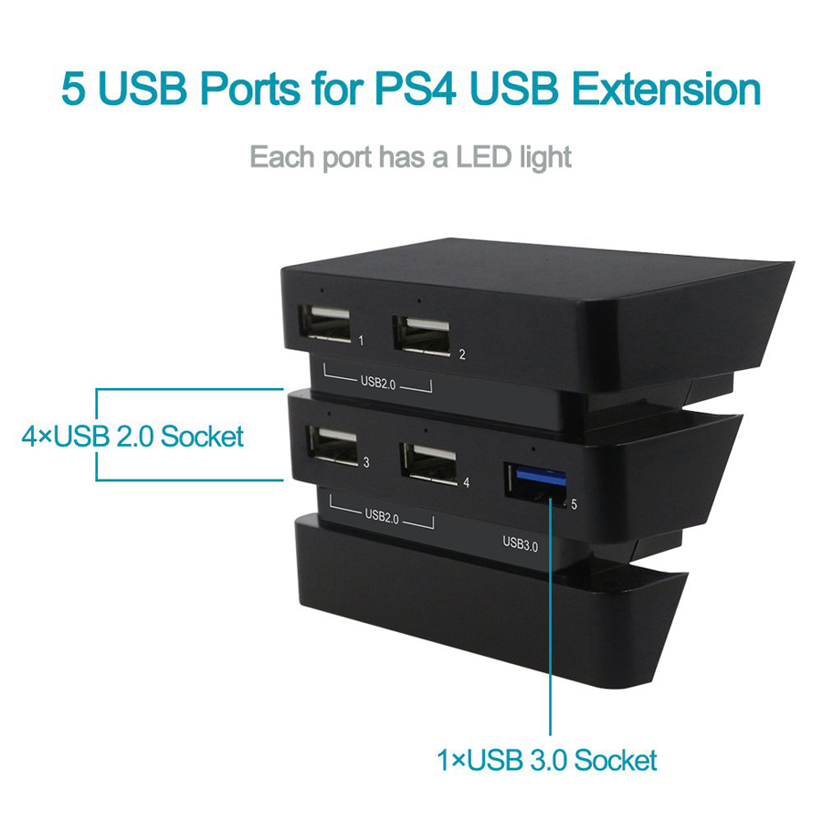 PS4 Pro 5 USB Ports HUB USB 3.0 2.0 High Speed Expansion Hub Charger Controller Adapter Connector for Play Station 4 PS 4 PRO. 