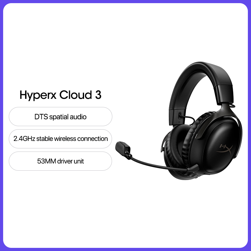 HyperX Cloud 3 IIl Wireless Gaming Headset FPS headset Noise Cancellation Condenser mic 120 hours battery life For PC PS4/PS5. 