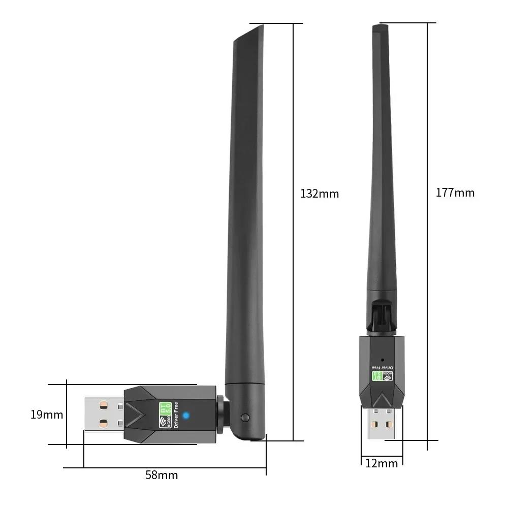 600Mbps USB WiFi Bluetooth 5.0 Adapter 2.4G 5GHz Wi-Fi Antenna Dual Band 802.11ac Mini Wireless Computer Network Card Receiver. 