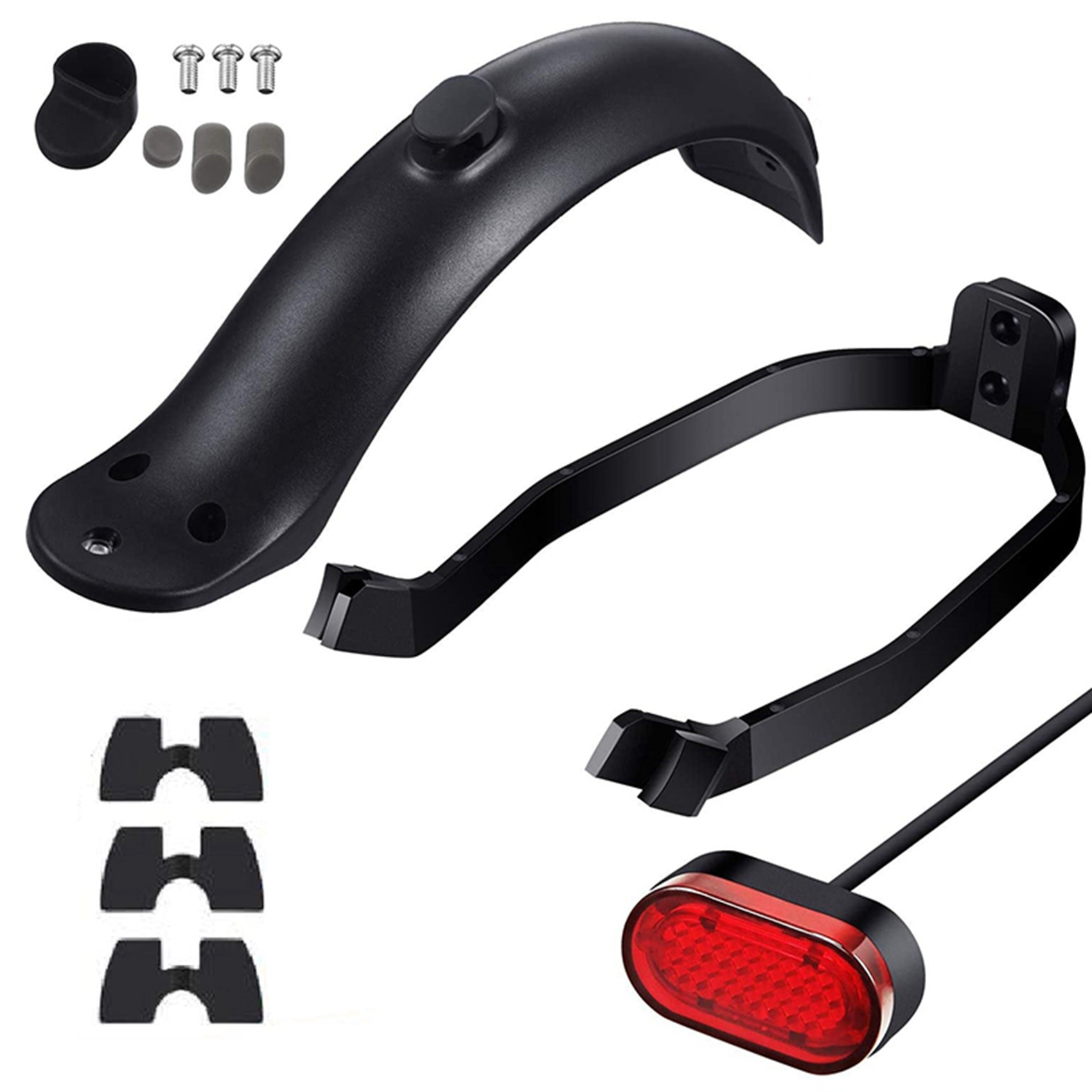 TWEXQNY 2X Rear Mudguard and Bracket Accessory with Taillight for M365/M365 Pro Scooter with Screws and Screw Caps