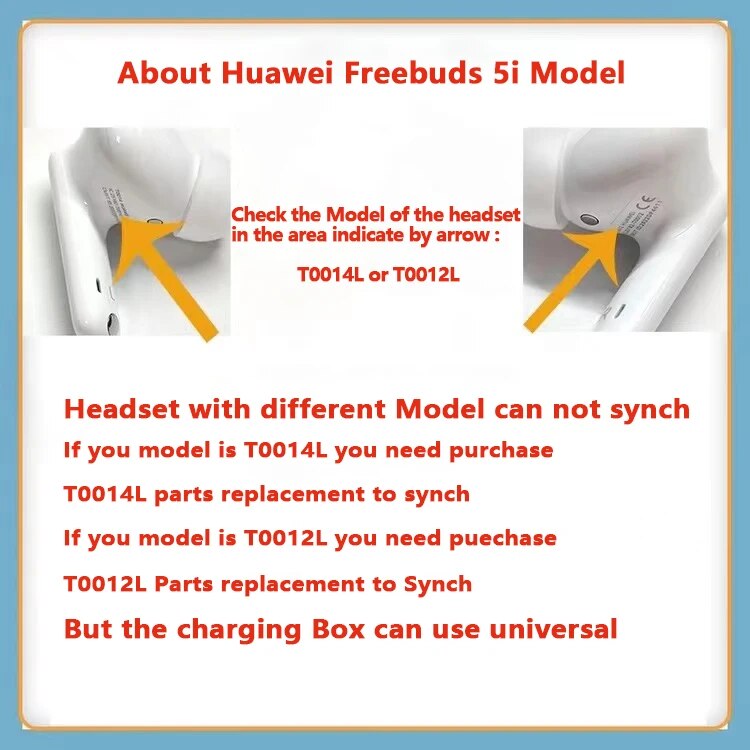 Part Replacement For Huawei FreeBuds 5i Wireless Bluetooth Headphone Single Left Right Or Charging Case Part. 