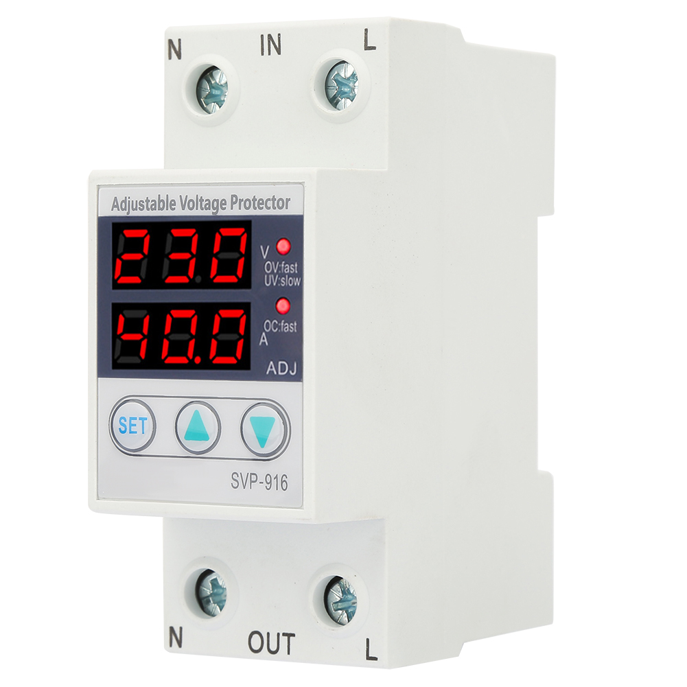 Current Intelligent Single Phase Adjustable Over-Voltage Under-Voltage Protector 230VAC. 