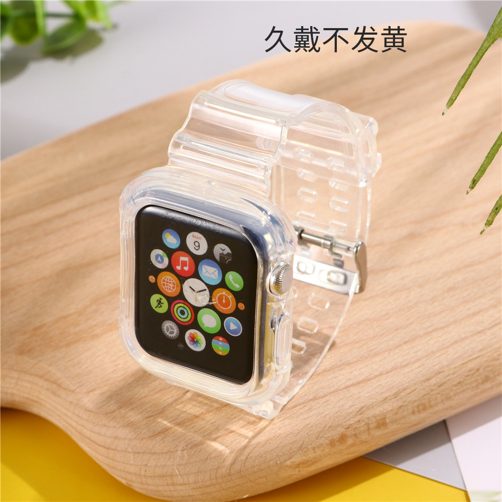 [autismaut] Applicable Apple watch1234 Generation 44/42mm Transparent tpu Wrist Strap Apple Watch Band Case 38/40mm. 