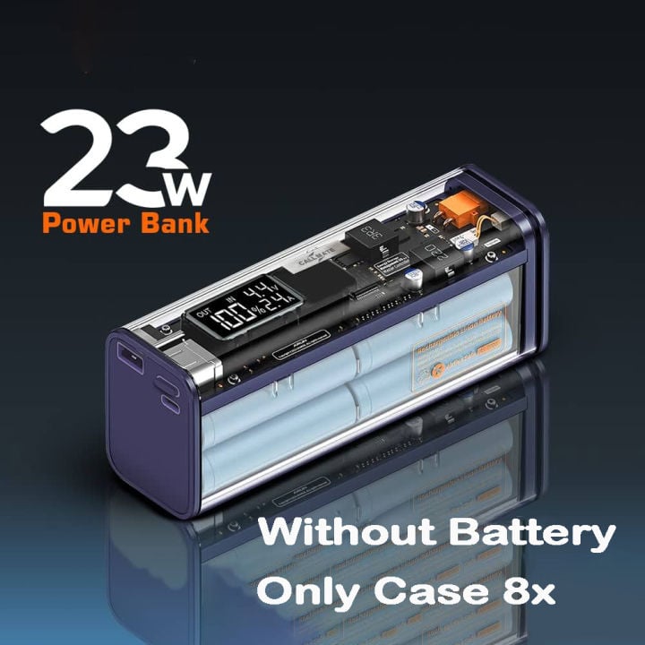 Professional PD 22.5W DIY Battery Charger Case Fast Charging Case for 8 battery 18650 Li-ion 20000mAh Battery Charging Power Bank Box