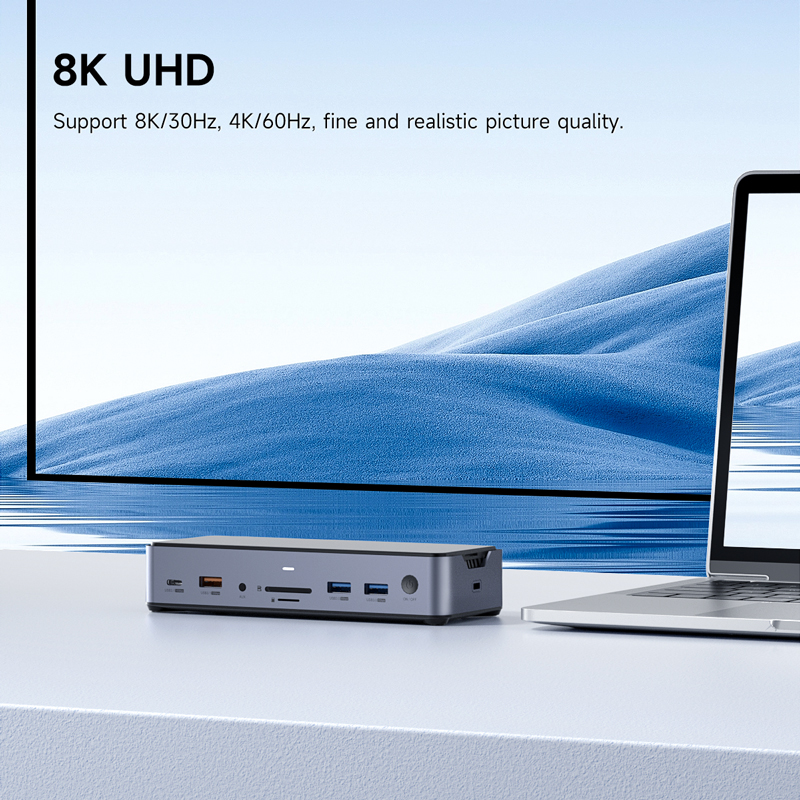 Hagibis USB C Docking Station Type C to 8K DP HDMI-Compatible Triple Display M.2 SSD PD3.0 RJ45 15 in 1 USB C HUB for PC Laptops. 