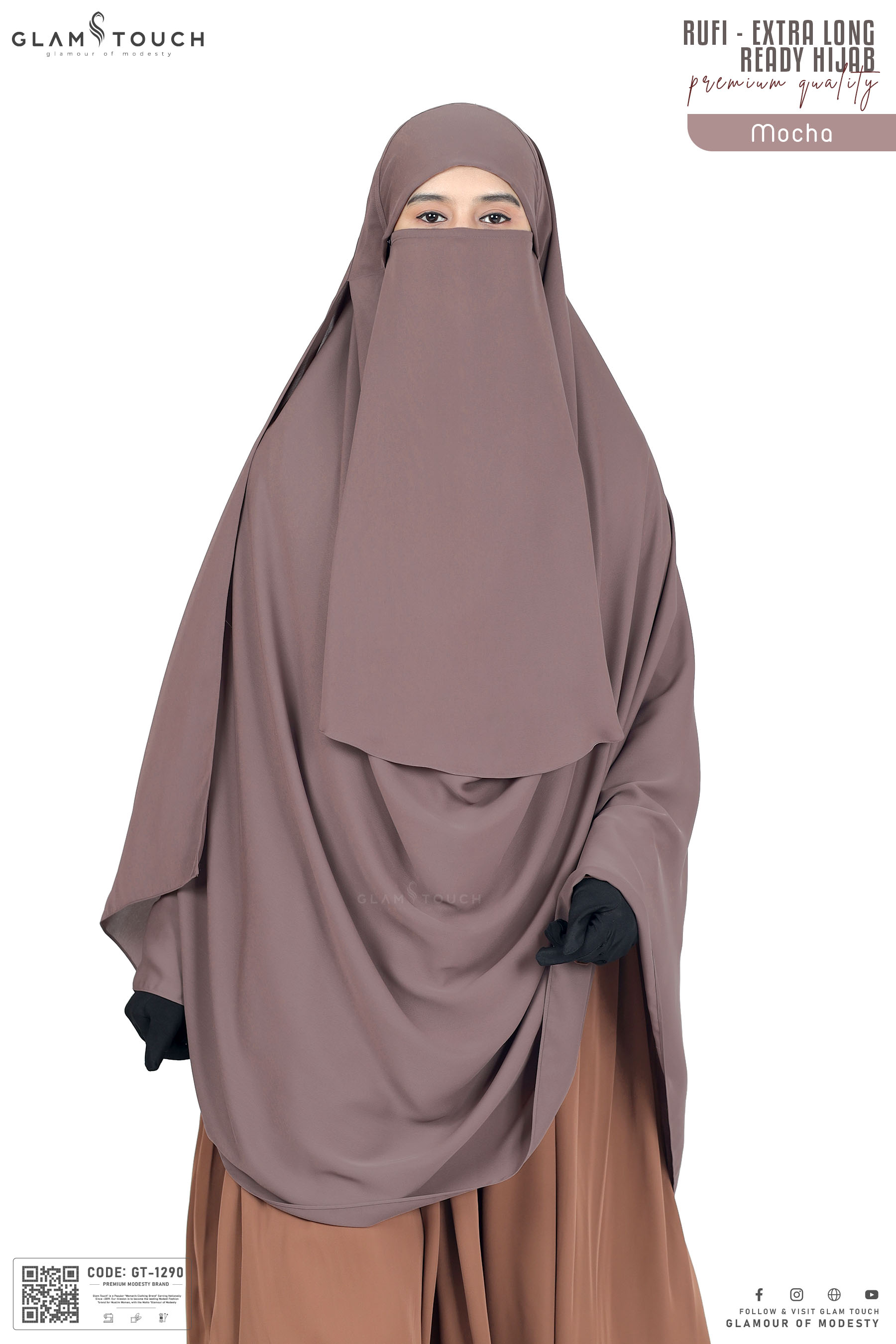 Glam Touch Extra Coverage One Loop Ready Hijab Set. 