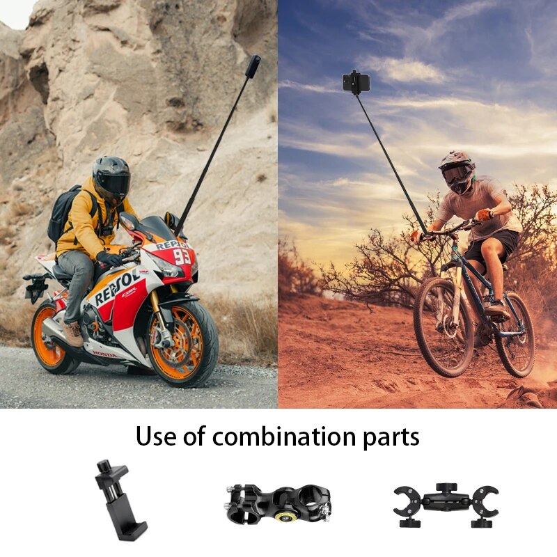 HONGDAK 2m Metal Invisible Extended Edition Selfie Stick Scalable Monopod for Insta360 X2 X3 Accessories For GoPro Stick Tripod. 