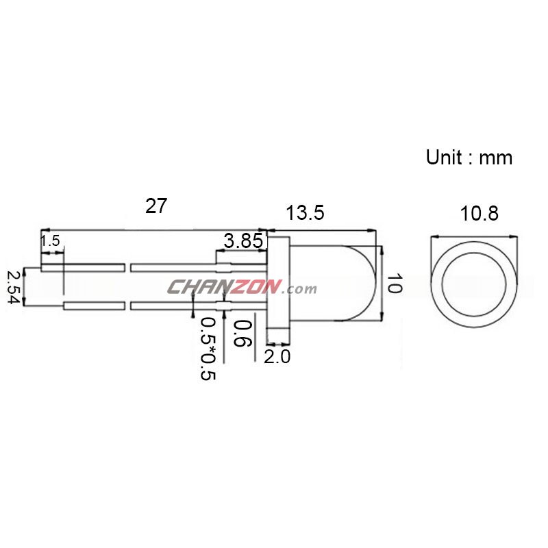 【happy one】50pcs 10mm LED Diode Diffused (620-625nm) 20mA DC 2V DIP 10 mm LED Diode Bulb Through Hole Diode Lamp. 