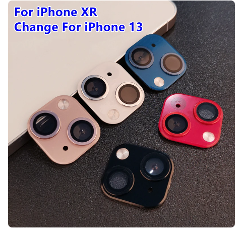 iPhone XR to 13 Camera Lens Upgrade Protector Titanium Alloy Sticker with HD Clear Corning Glass and 5 Layer Protection