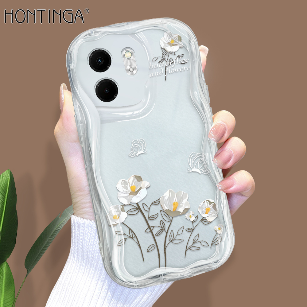 Hontinga for Infinix Smart 9 Hot 50i Back Cover Multicolor Flower Cream Texture Phone Case Wavy Edge Soft Silicone Cover