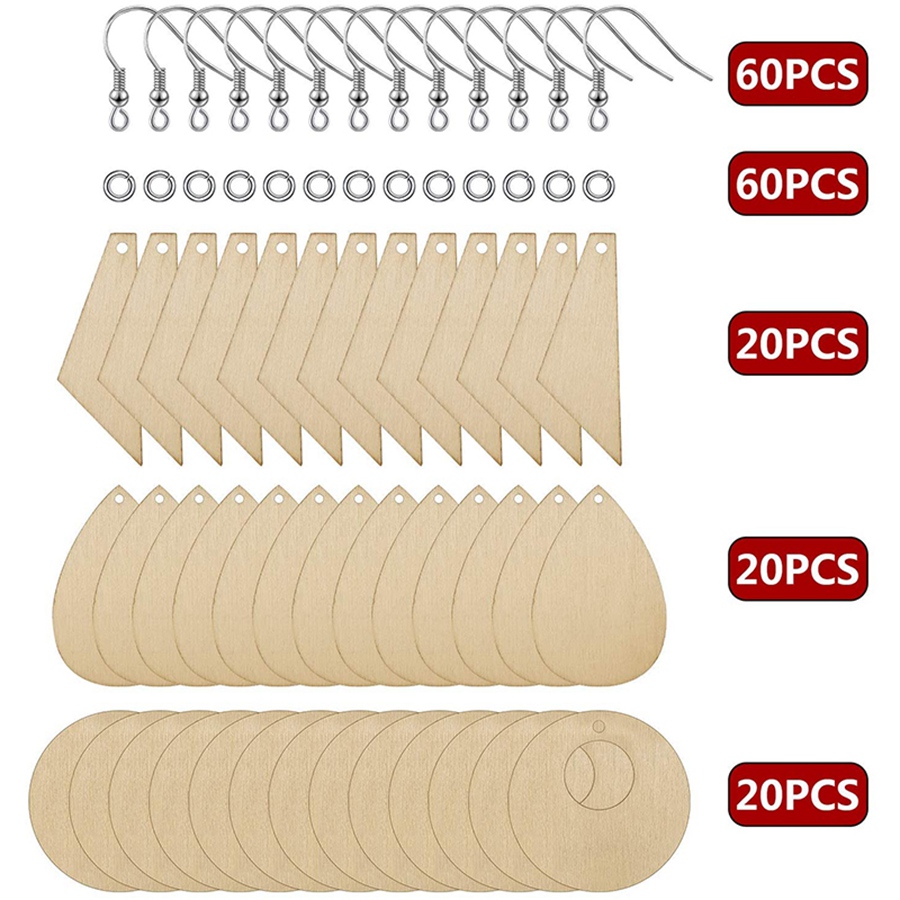 60 Unpolished Wooden Earrings Pendant Pendant Blank Teardrop and Conical Cut Pendant for DIY Handmade Jewelry Production