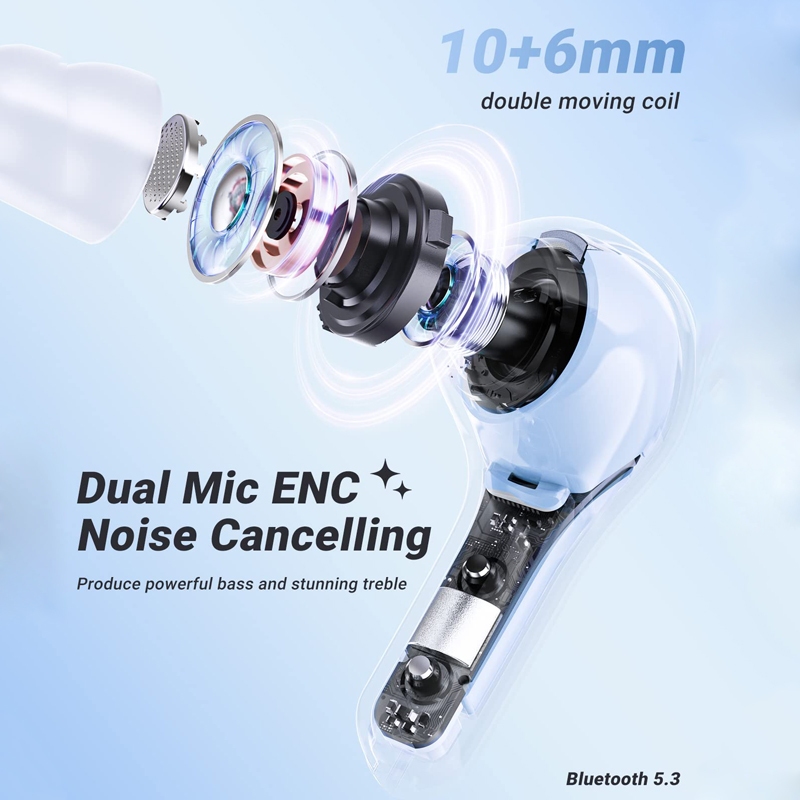 SPRISE T8 Premium Wireless Bluetooth Earphone Colorful With Lanyard/Case/LED HiFi Noise Cancelling TWS Earphon Transparent Earbuds Headset Earfon Touch Control. 