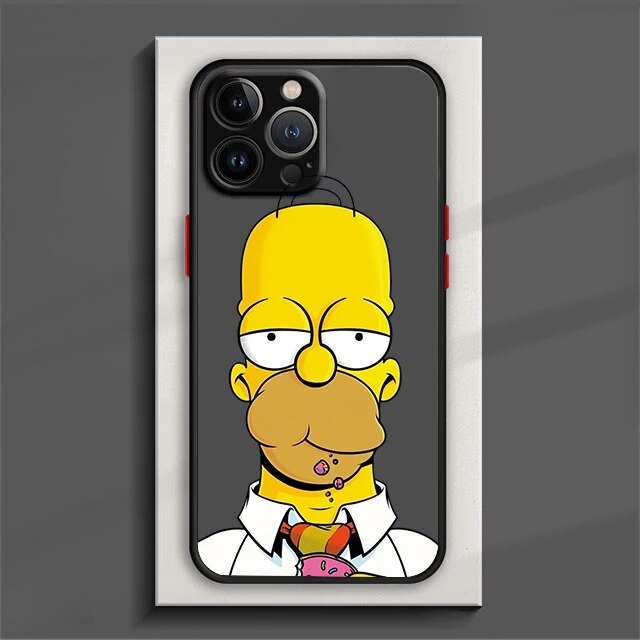 Funny Cartoon Simpsons Phone Case For iPhone 15 14 13 12 11 Pro Max mini XS Max XR X 8 Plus SE Frosted Translucent Cover. 