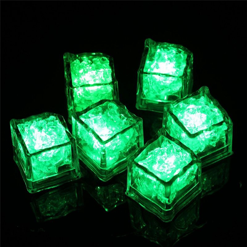 Waterproof LED Ice-Cube Flashing Glow in the Dark Light Up for Bar Club Drinking Party Decoration Plastic Led Ice-Cube Light A 12Piece. 