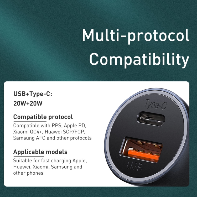 Baseus 40W Car Charger USB Fast Phone Charger with QC 4.0 3.0 Quick Charge Type C PD Charger For iP 14 13 12 Max Pro. 