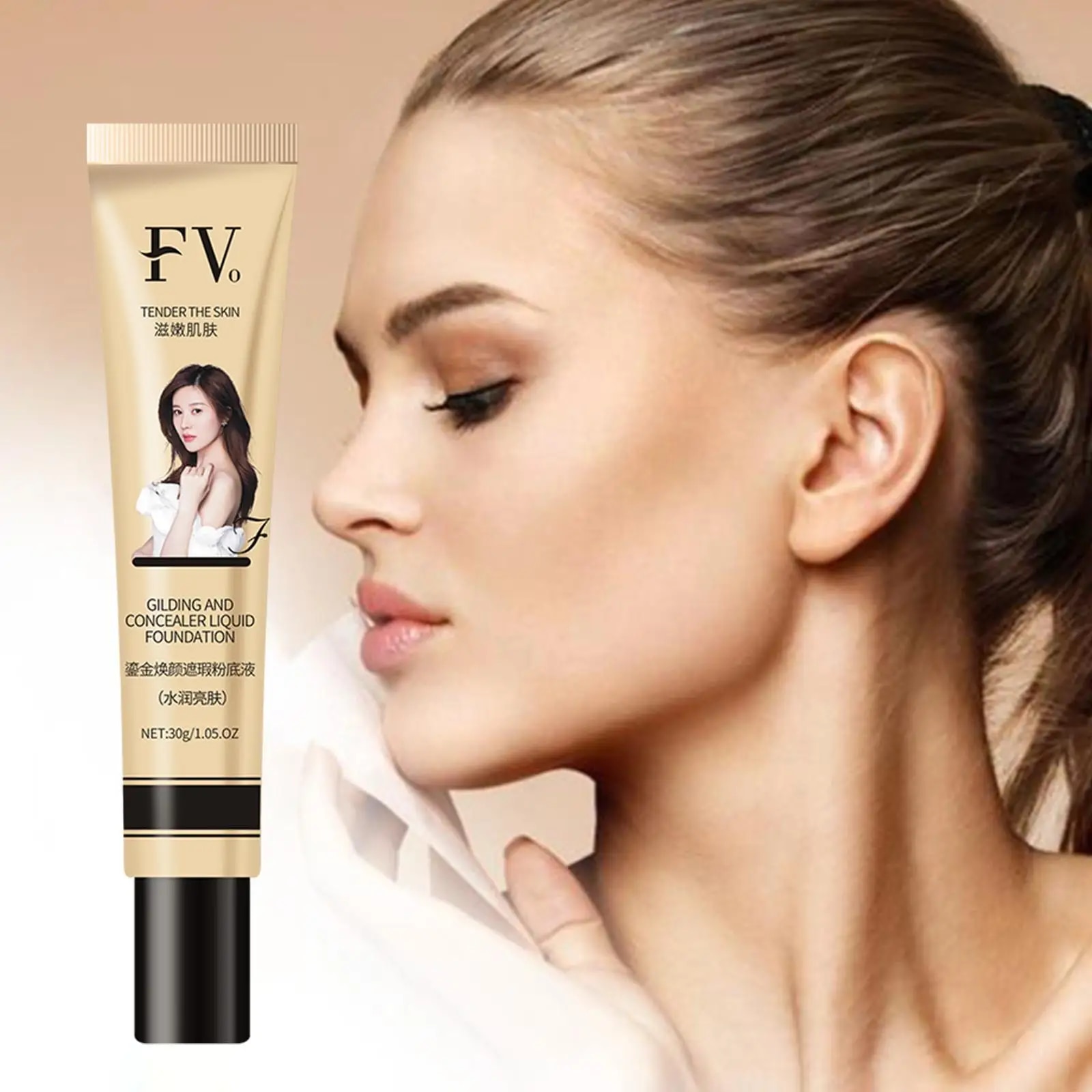 Fv Foundation Gilded Base Liquid Cream Face Coverage Oil-control Makeup Waterproof Soft Long-lasting Face Professional Conc Abandon Abandon. 