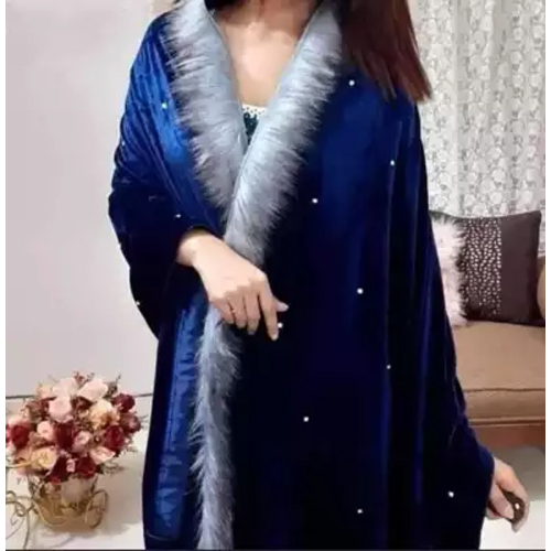 High Quality Velvet Shawl with Fur & Stone works, Comfortable Soft Winter Wear