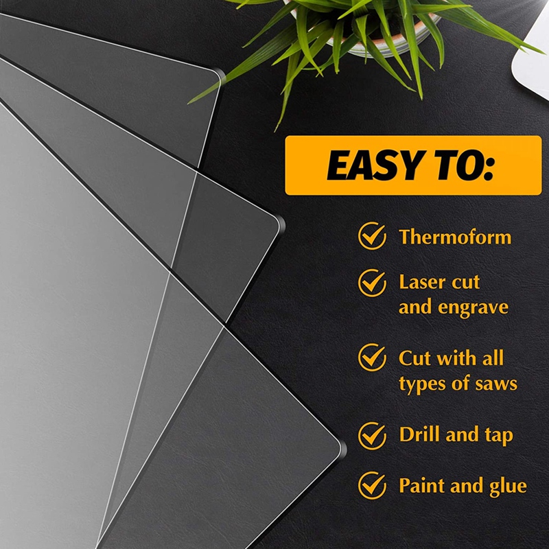 Acrylic Sheet Clear Cast for LED Light Base Table Signs DIY Display Projects Craft Led Lights for Projects 6 Pieces. 