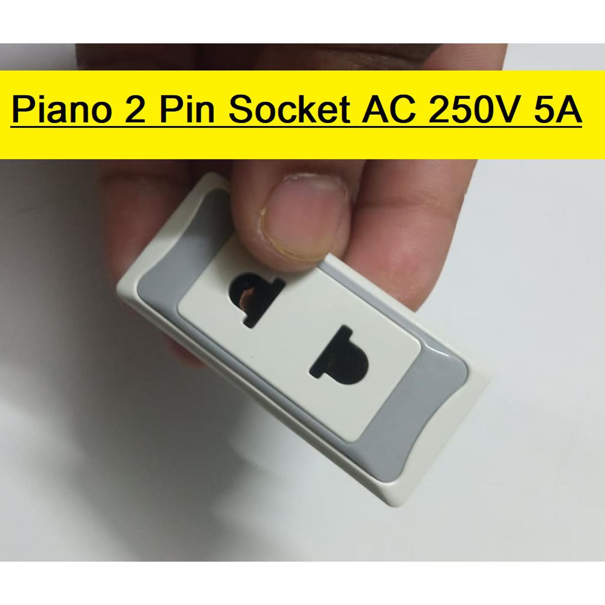 Piano 2 Pin SOCKET AC 250V 5A 2-Pin Heavy Duty Brass Contact Socket Switches For Electrical Devices Mobile Charger AC Line Socket Made In Bangladesh
