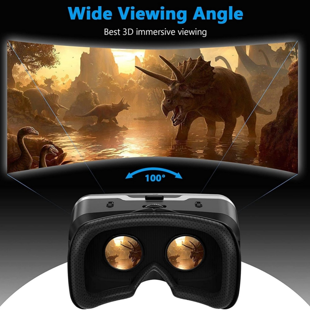 VR Headset with Control,3D VR Glasses for Movies Video Games Virtual Reality Glasses VR Goggles Compatible with IOS/Android. 
