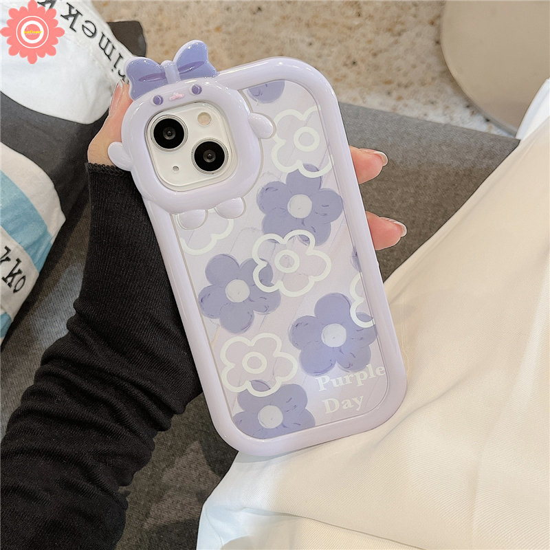 Ins Shell For Redmi 10A 9A 10 9T 10C 9C NFC A1 + Redmi Note 8 9 11 11Pro + 10 11s 10Pro POCO M3 X3 NFC Pro Mi 11Lite 3D Monster Lens Purple Flower Girl Simple Soft Casing. 