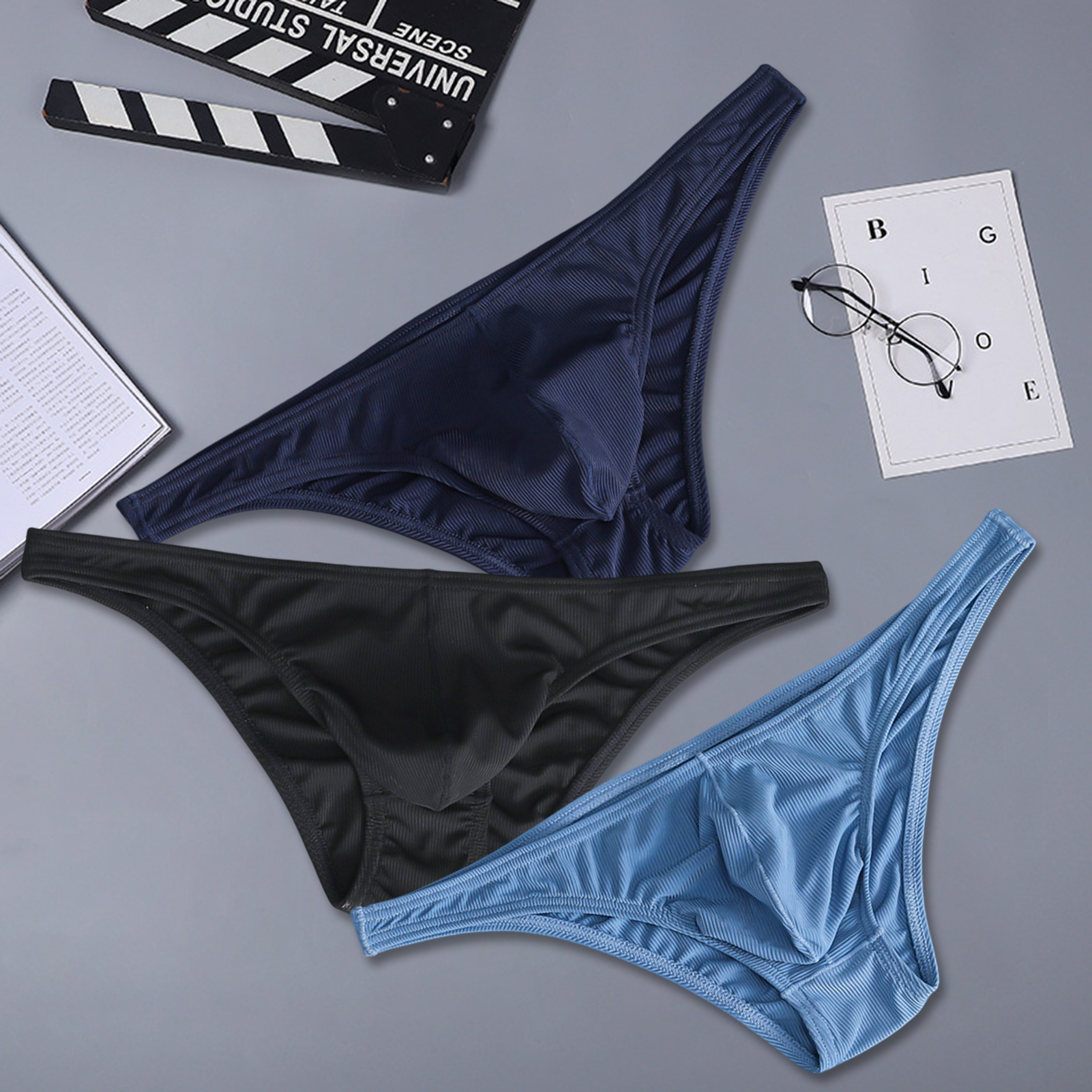 Men G-strings Solid Color Elastic Waist G-string Panties Briefs. 
