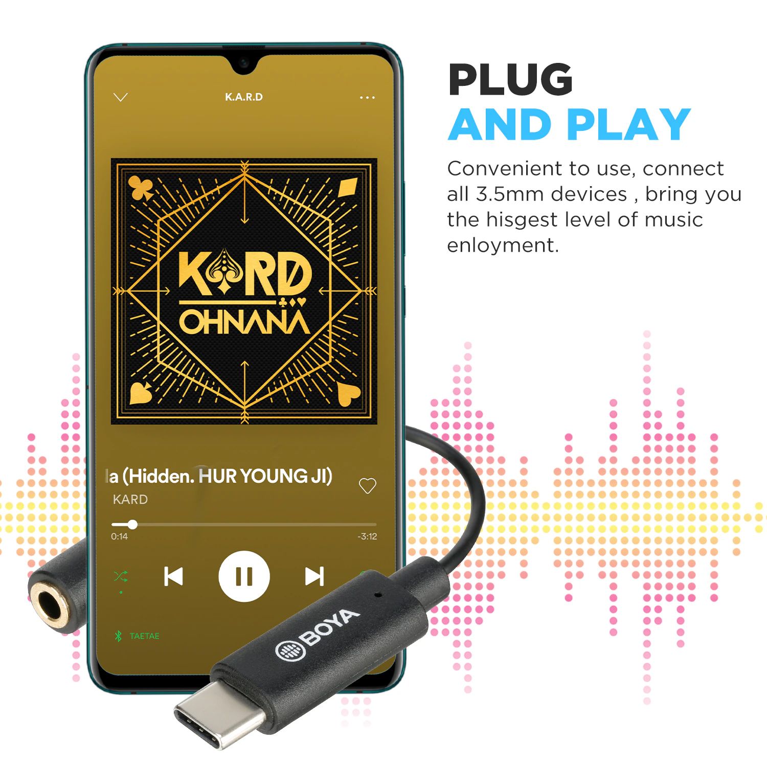 Boya BY-K4 3.5mm TRS Female to Type-C Male Audio Adapter description image 3