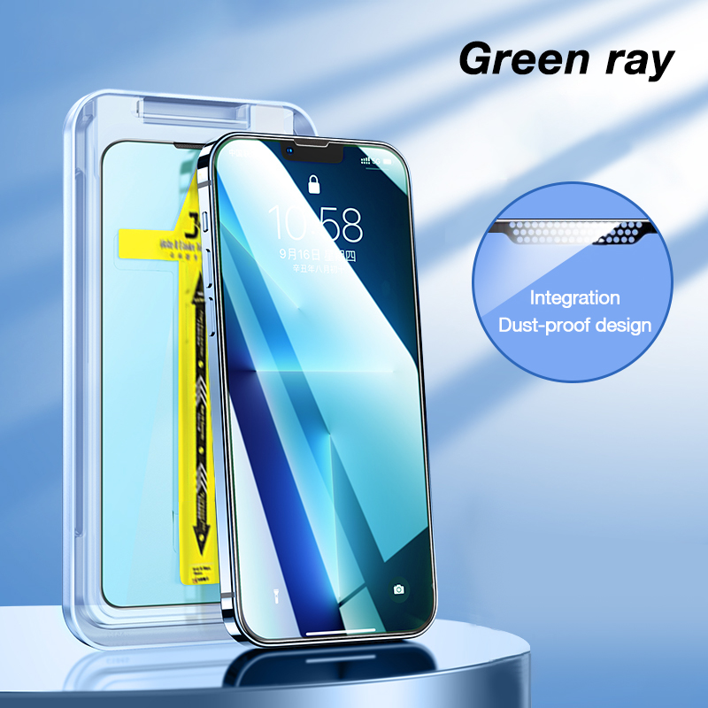 Sanptoch Full Screen Protector With Easy Install Kit For iPhone 15 14 13 12 11 Pro Max Plus Tempered Glass For iPhone X Xs Max XR Privacy GreenRay HD Dust Proof Protective Film. 
