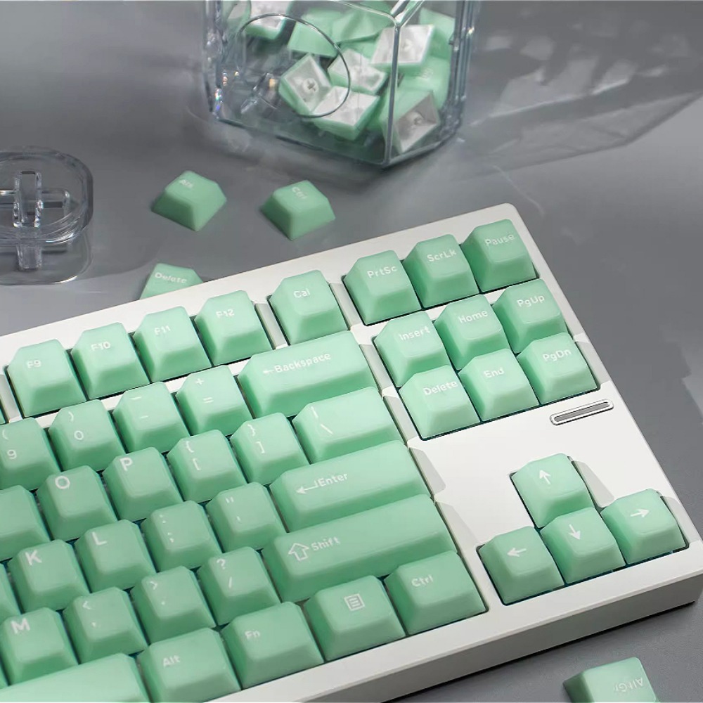 White marble 114 keys, cherry, keyboard keycaps, custom keycaps, simple personalized keycaps, mechanical keyboard accessories. 