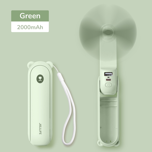 JISULIFE F8 Handheld Mini Fan 3 IN 1 Hand Fan Portable USB Rechargeable Small Pocket Fan Battery Operated Fan 14-21 Working Hours with Power Bank Flashlight Feature For Women Travel Outdoor