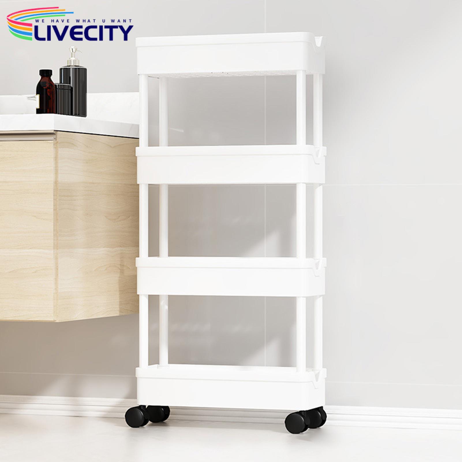 Four-tier Rolling Cart Versatile 4-tier Rolling Cart with 360-degree Wheels Space-saving Storage Shelf for Southeast Asian Buyers Book Storage Cart. 