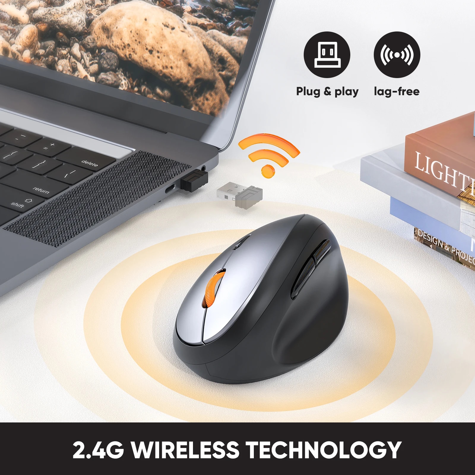 ProtoArc EM14 Wireless Mouse Bluetooth for Computer PC Office Laptop Accessories Ergonomic Vertical Mice Small Hands. 
