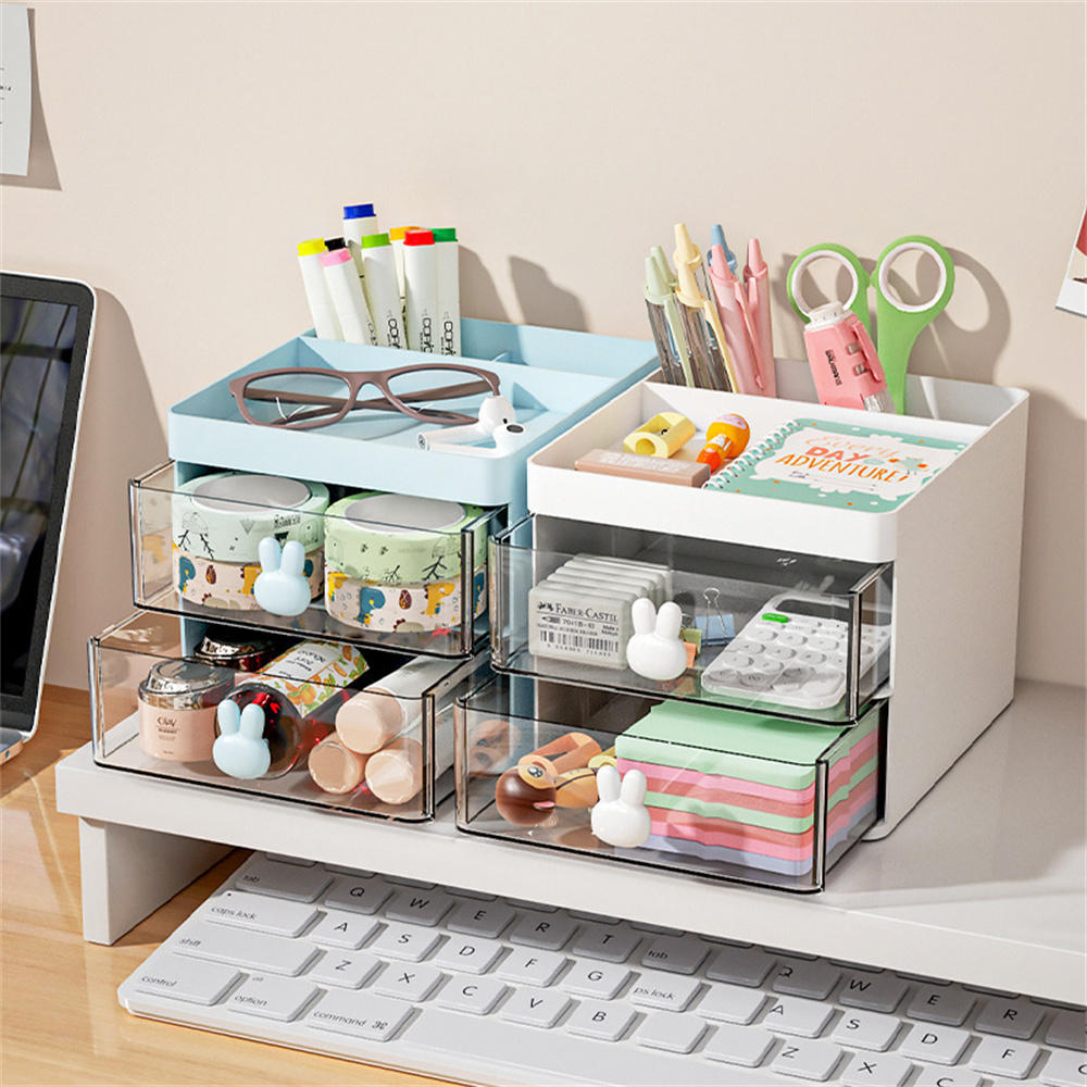 Makeup Desktop storage box Compact Plastic Cosmetic Cosmetics storage Drawer divided plastic box for Vanity table Bathroom Bedroom Cosmetics store Travel