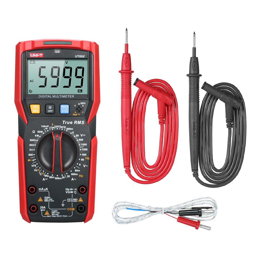 UT89X Digital Multimeter High Accuracy Handheld Mini Universal Meter 6000 Counts LCD Display True RMS Measure AC/DC Voltage Current Resistance Capacitance Temperature Diode Tester. 