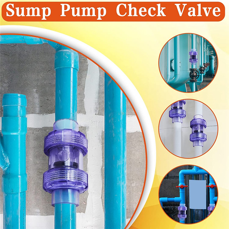 Check Valve 3/4 Inch True Union Check Valve Transparent Blue UPVC Check Valve Pipeline Check Valve One-Way Valve. 