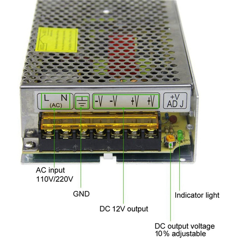 2X DC 12V 15A 180W Power Supply Transformer Switch AC 110V / 220V to DC 12V 20Amp Switching Adapter Converter LED(15A). 