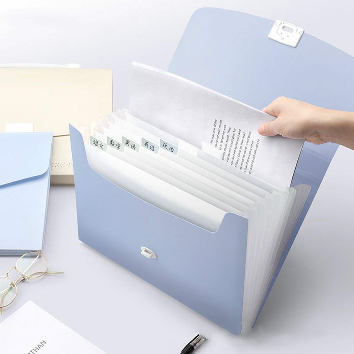 WENQI Large Capacity 5/13 Grids Storage Holder Organizer Office Supplies Office Document Organ Box Bag Handheld File Folder Filing Products File Folder