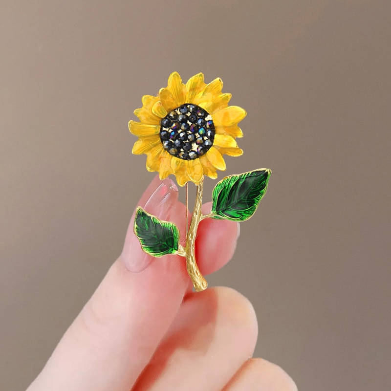 Sunflower Brooches For Women - Cubic Zirconia Flower Brooch Pin, Gold Or Silver, Rhinestone Floral Clip For Clothes, Lapel Jewelry