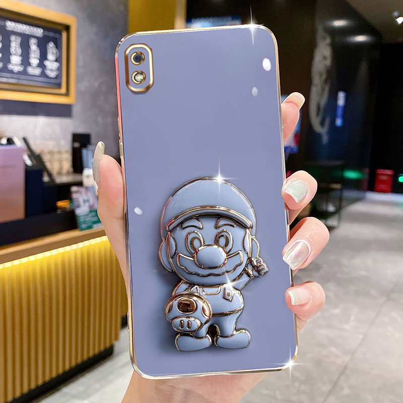 AnDyH For Samsung Galaxy A10 M10 A01 M01 Case 3D Stereo Super Mario Stand Phone Case. 