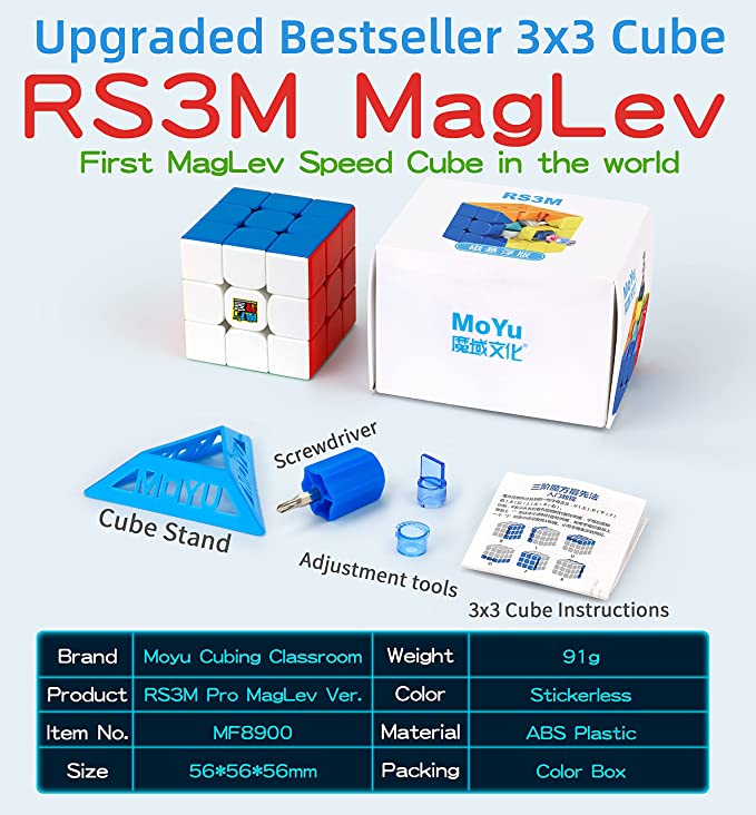 【Yurui】RS3M 2021 3x3 Speed Cube, moyu RS3M Maglev Professional 3x3 Stickerless Speed Cube. 