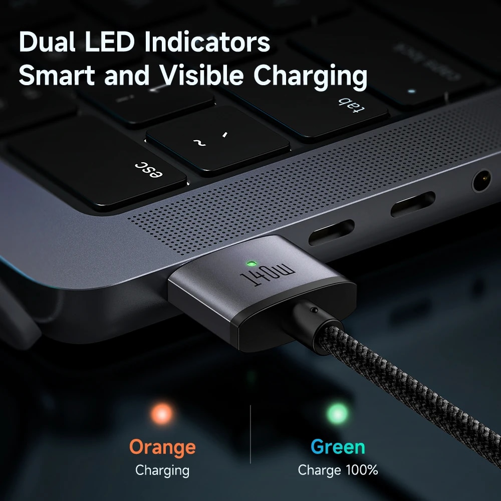 Mcdodo 140W Magnetic PD USB-C to MagSaf* 3 Fast Charge Cable For Macbook Pro Air 13 14 16 M1 M2 Dual LED Indicators Charger Cord. 