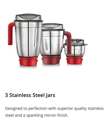 Prestige Stylo 750 V2 Juicer Mixer Grinder (3 Jars, Red). 