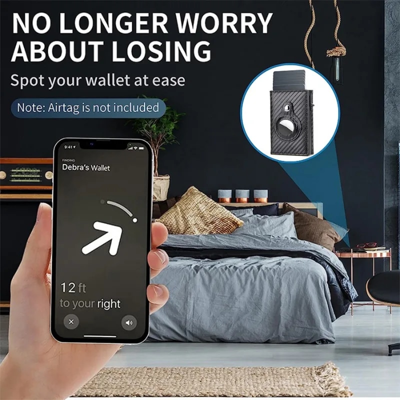 Side Push Card Holder Wallet For Men Slim RFID Blocking Money Clip Wallets Minimalist Wallet With Money Pocket. 