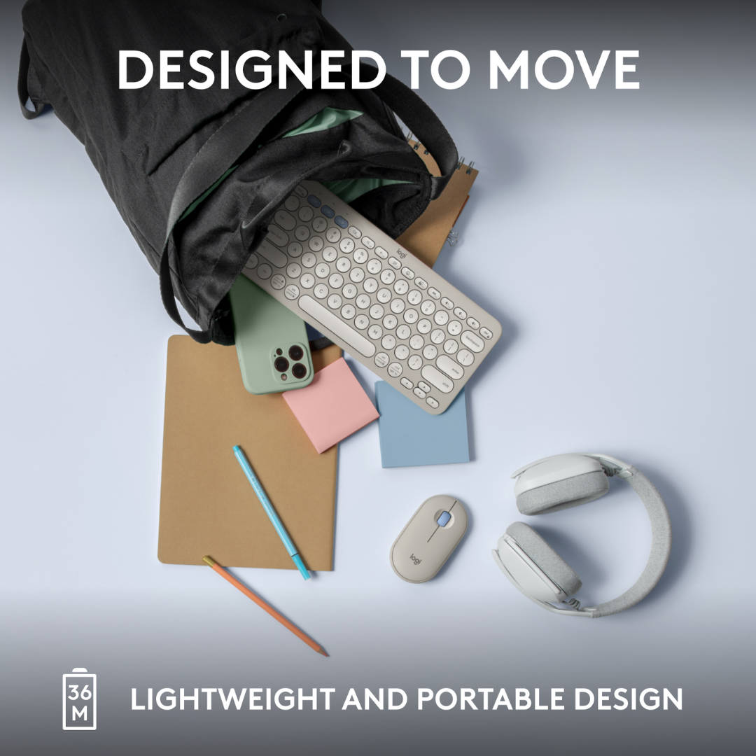 Logitech Pebble Keys 2 K380s, Multi-Device Bluetooth Wireless Keyboard with Customisable Shortcuts, Slim and Portable, Easy-Switch for Windows, macOS, iPadOS, Android, Chrome OS. 